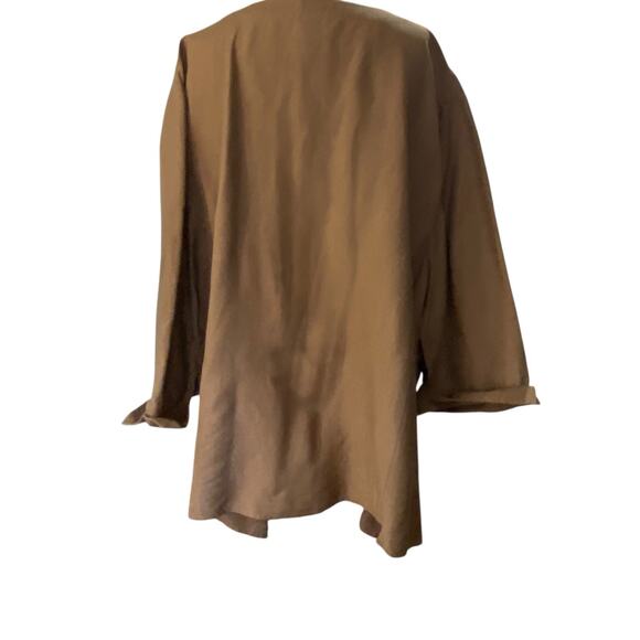 MAGGIE BARNES Shirt Womens PLUS SIZE 2X brown Linen Jacket - Picture 4 of 11